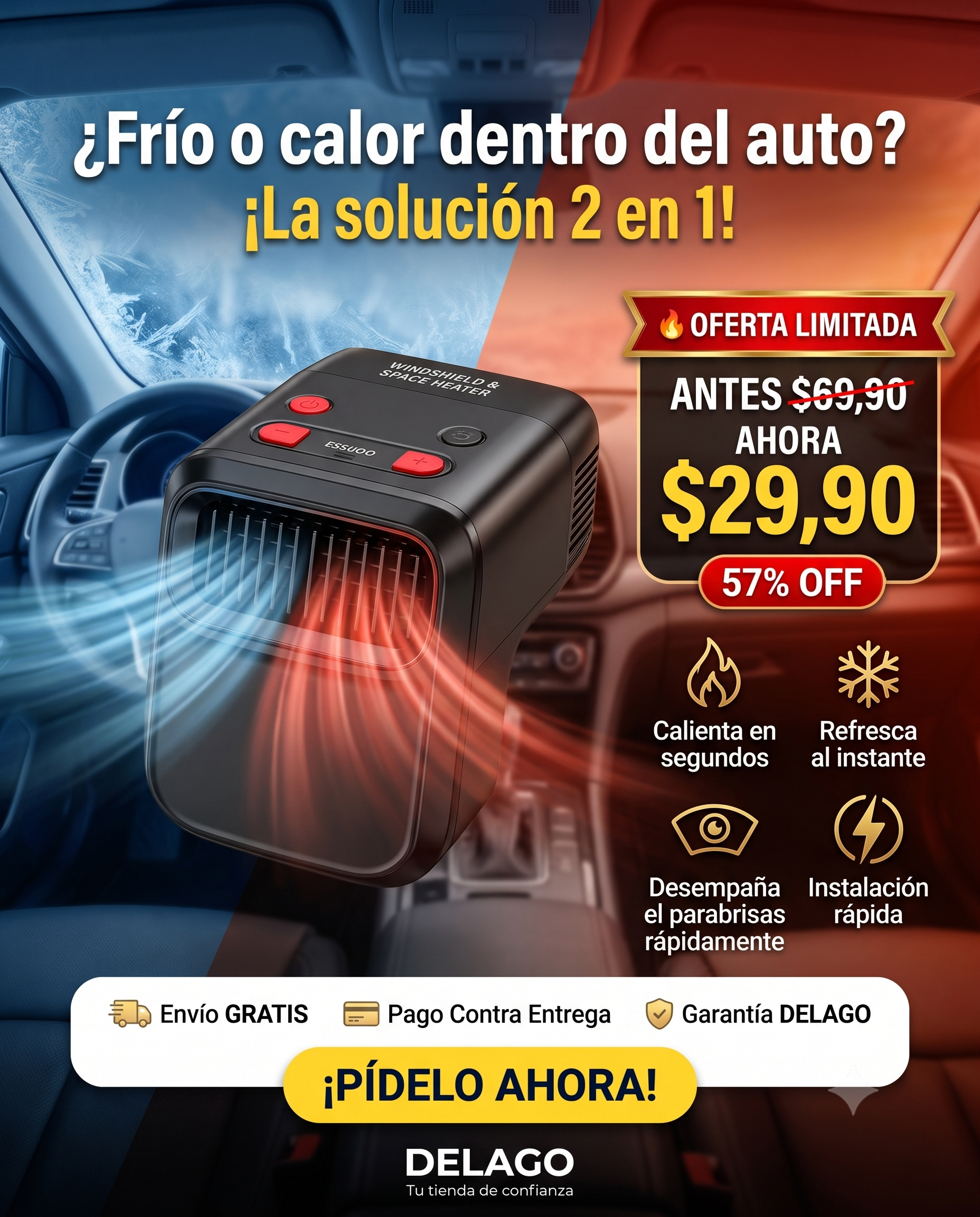 AireMax 2en1 – Calentador y Enfriador de Aire Portátil