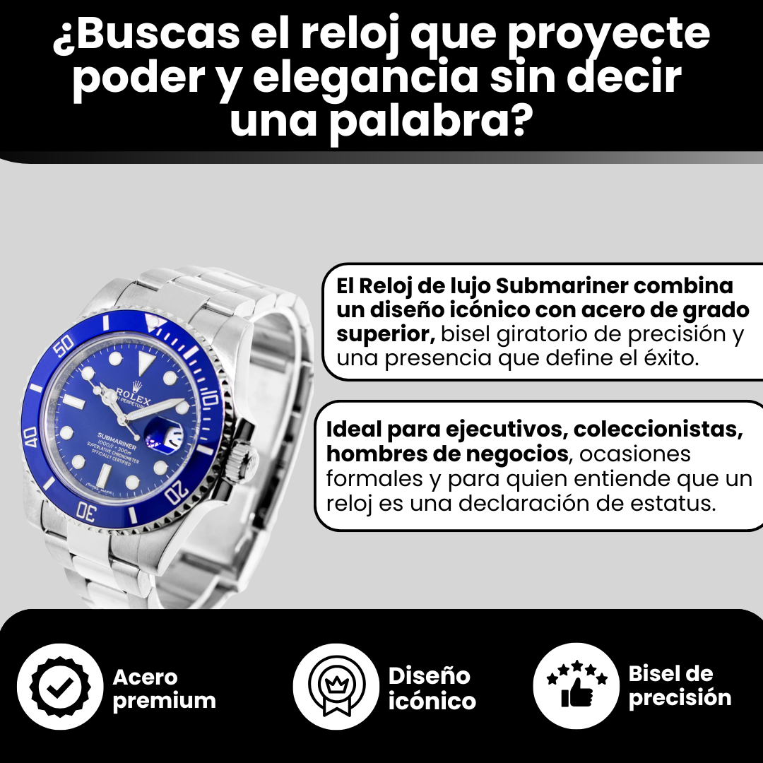 Reloj Submariner Azul - Diseño Premium, Elegancia y Presencia en tu Muñeca