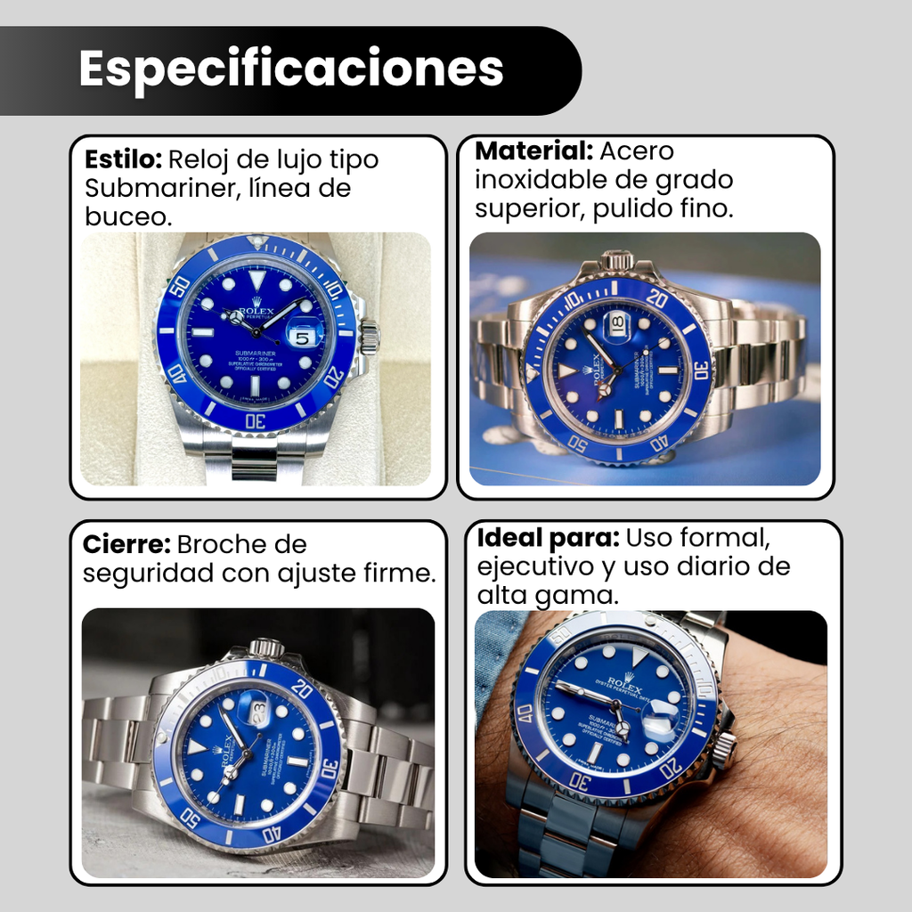 Reloj Submariner Azul - Diseño Premium, Elegancia y Presencia en tu Muñeca