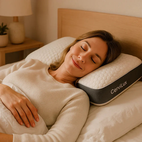 Almohada CerviLux™ Redescubre el placer de un descanso profundo y despertares sin dolor.