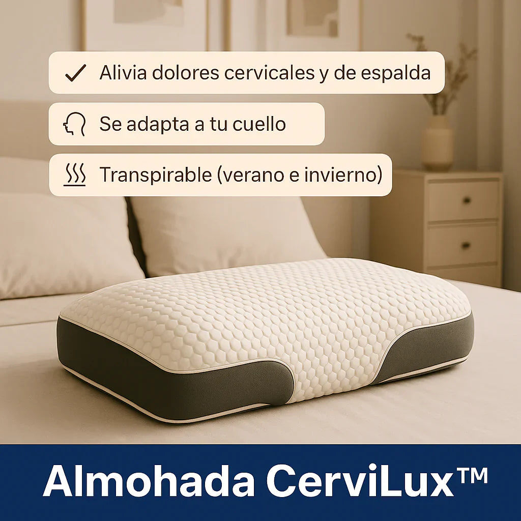 Almohada CerviLux™ Redescubre el placer de un descanso profundo y despertares sin dolor.
